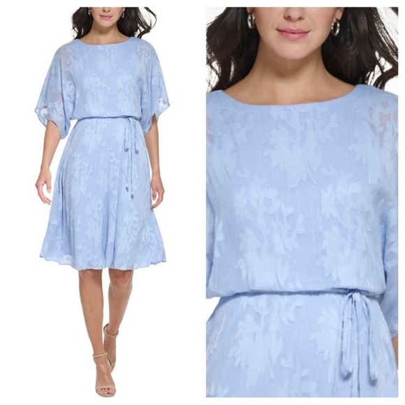 Jessica Howard Dress Womens 8 Blue Floral Midi Feminine Romantic Party Event‎ - Picture 1 of 16